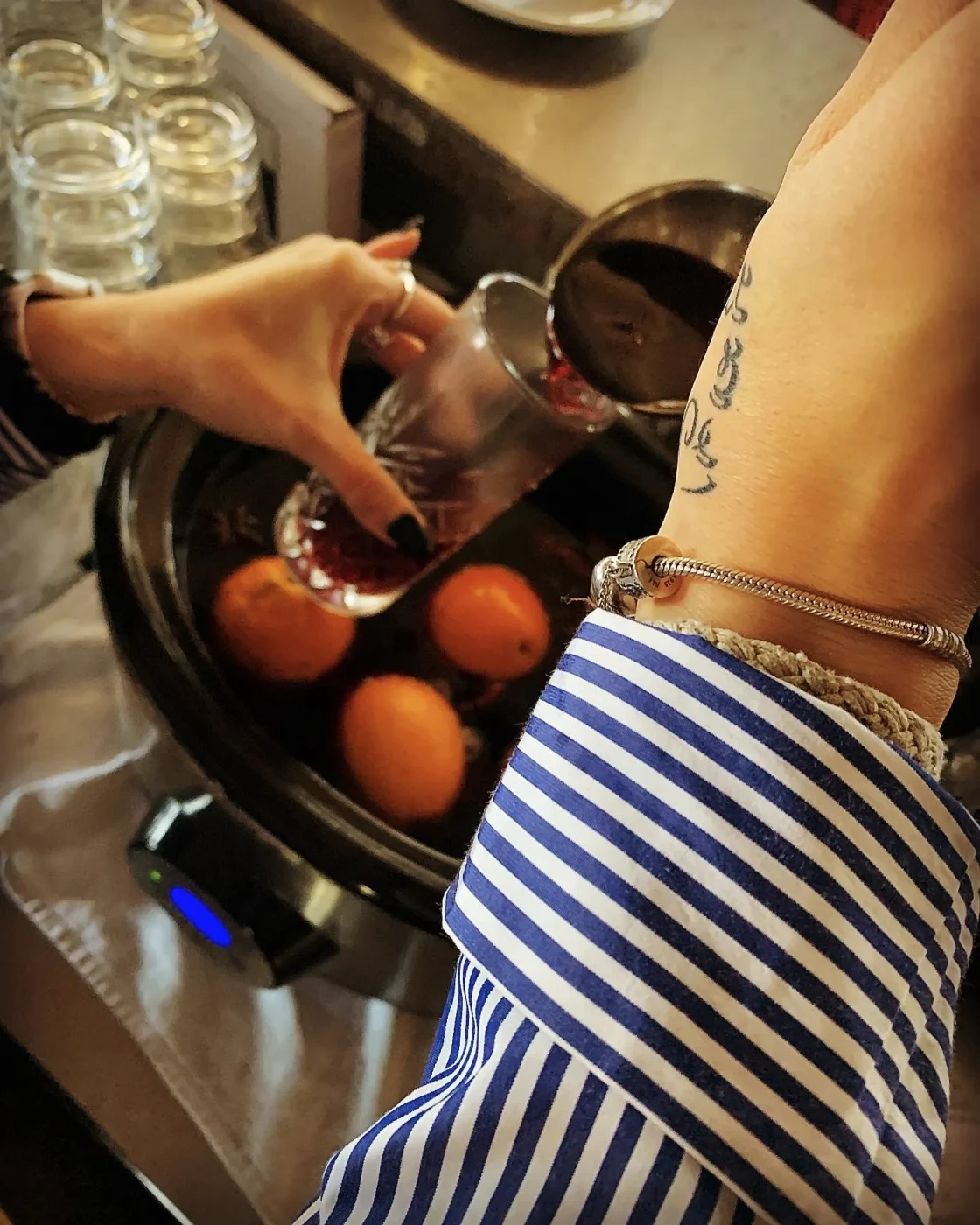 Preparing fruit for sangria at Duende
