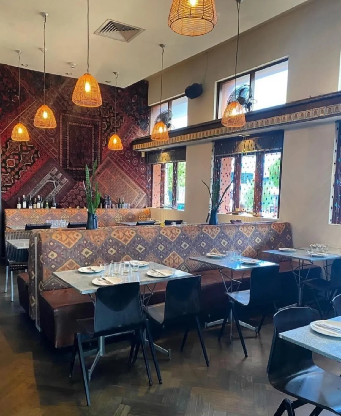 Dining room inside Duende Tapas Bar